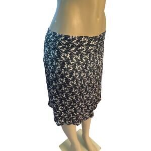 Women L 57 Sissy Boy Black Printed Silk Blend Dolly Skirt Zip Back